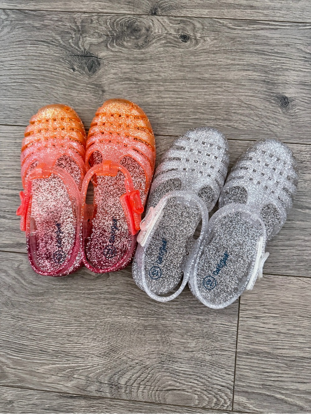 Cat & Jack Glitter Jelly Sandals - Ombre Orange/Red & Silver